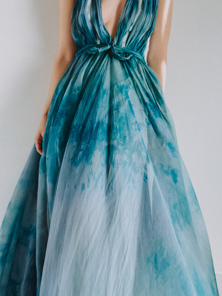 Leanne Marshall Blue Dye Organza Dress The Wed Genie