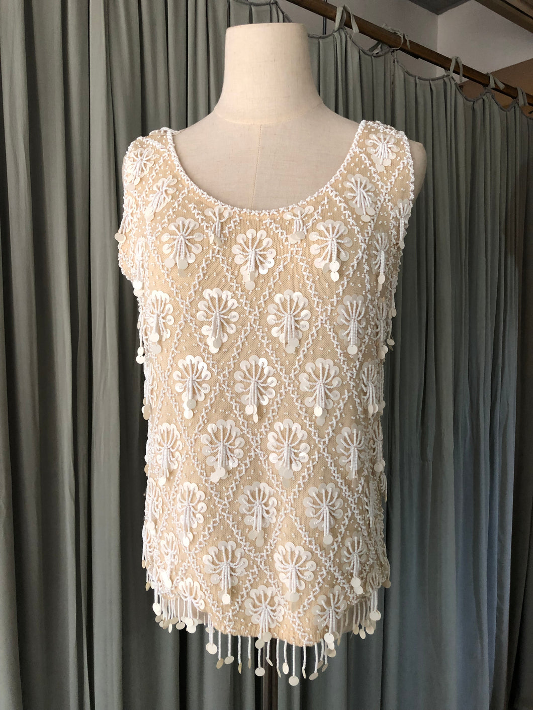 1960s Wool Beaded Tassel Top