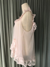 1960s Pink Chiffon Babydoll Sheer Lace Roses