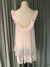 1960s Pink Chiffon Babydoll Sheer Lace Roses