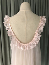 1960s Pink Chiffon Babydoll Sheer Lace Roses