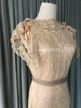 1940s Needle lace gown with pink lining