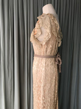 1940s Needle lace gown with pink lining