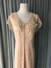 1940s Needle lace gown with pink lining