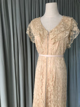 1940s Needle lace gown with pink lining