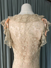 1940s Needle lace gown with pink lining