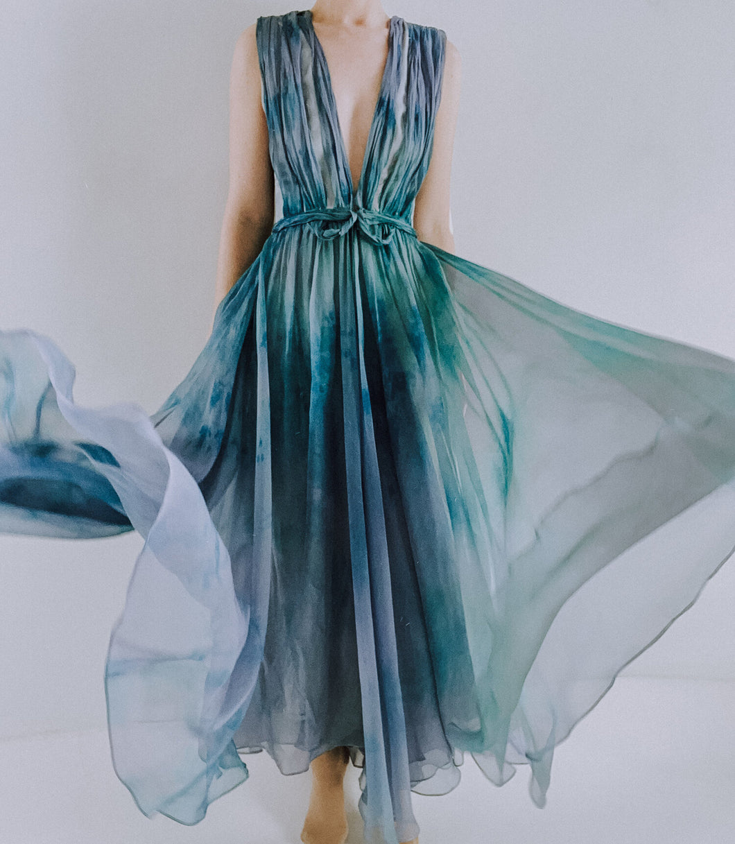 Leanne Marshall - Blue Dye Organza Dress The Wed Genie Leanne Marshall - Blue Dye Organza Dress The Wed Genie