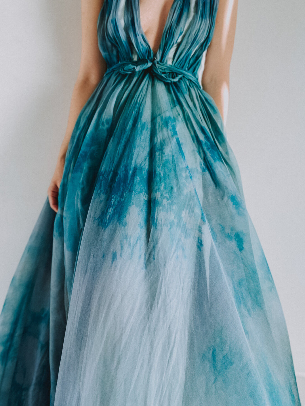 tie dye organza dress SHEIN Tie Dye Puff Sleeve Organza Dress