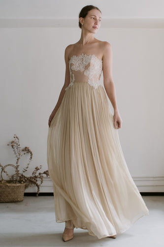 Leanne Marshall - Sand-beige silk gown