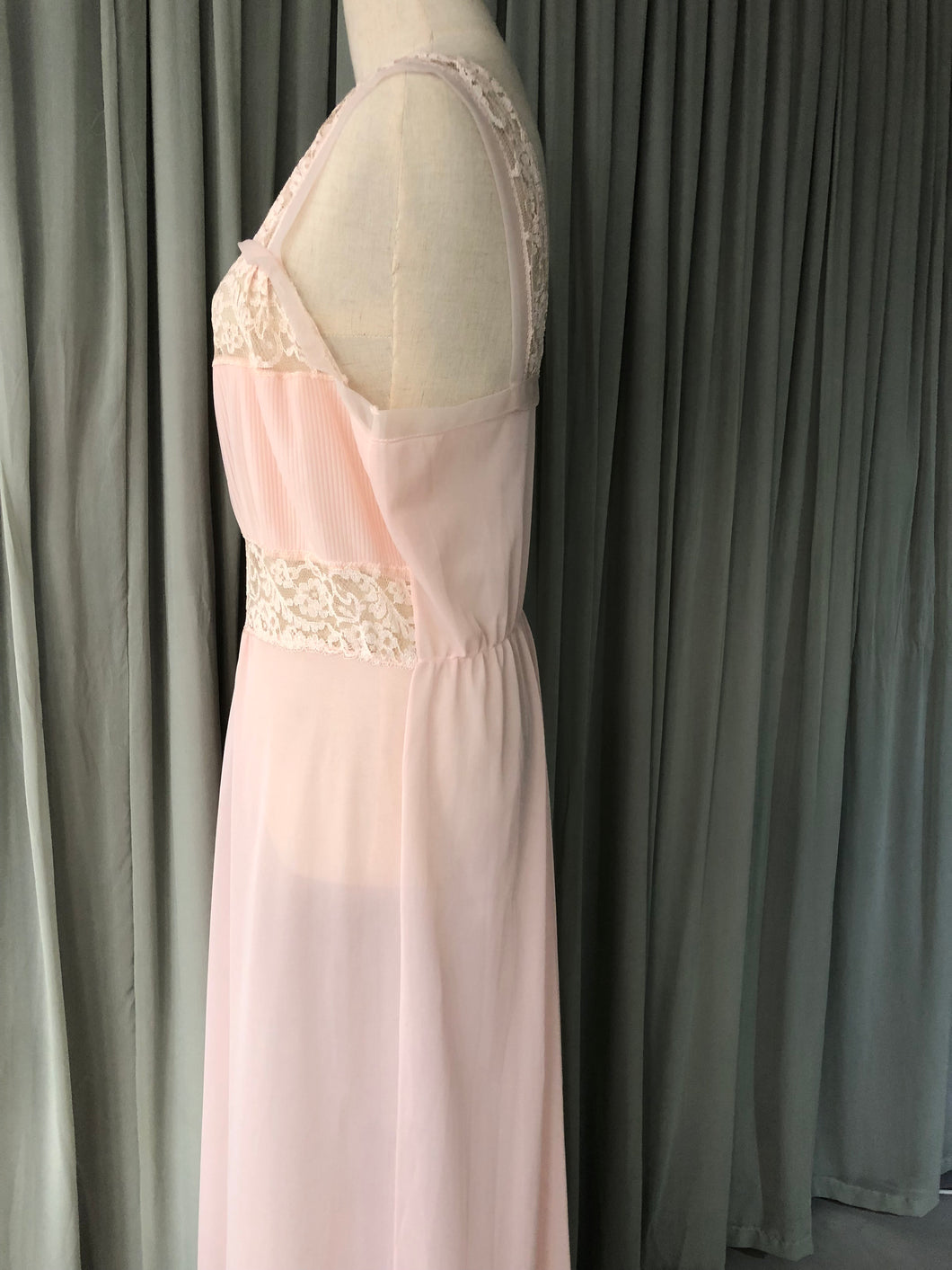 Pink Long Nylon Night Gown Pleated Bodice – The Wed Genie Pink Long Nylon Night Gown Pleated Bodice – The Wed Genie