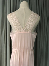 Pink Long Nylon Night Gown Pleated Bodice