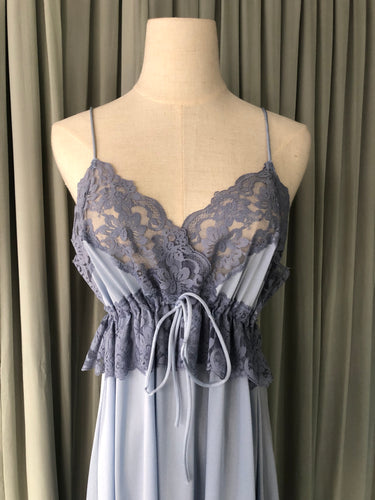 1960s Blue Nightgown Henson Peplum Lace