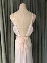 1980s Long Pale Pink Nylon Night Gown Applique
