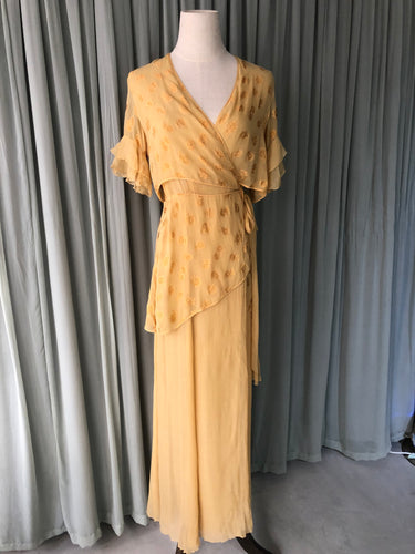 1930s Saffron Silk Robe Dress
