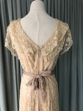 1940s Needle lace gown with pink lining