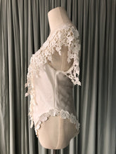 1980s White Satin Lace Playsuit With Dotted Net