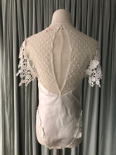 1980s White Satin Lace Playsuit With Dotted Net