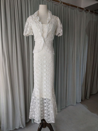 1930s Ivory Needle Lace Dress